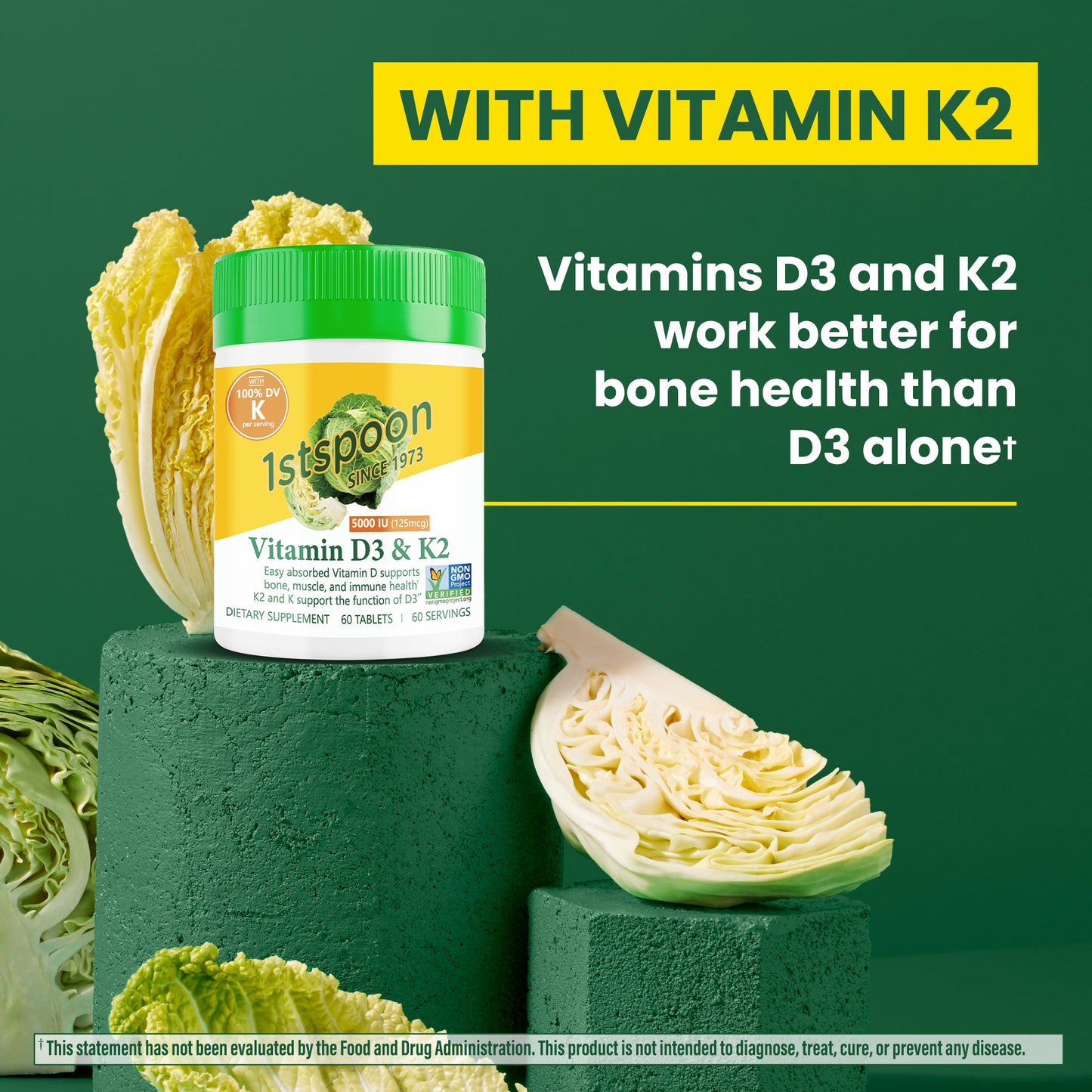 Vitamin D3 5000 IU (125 mcg) plus K & K2